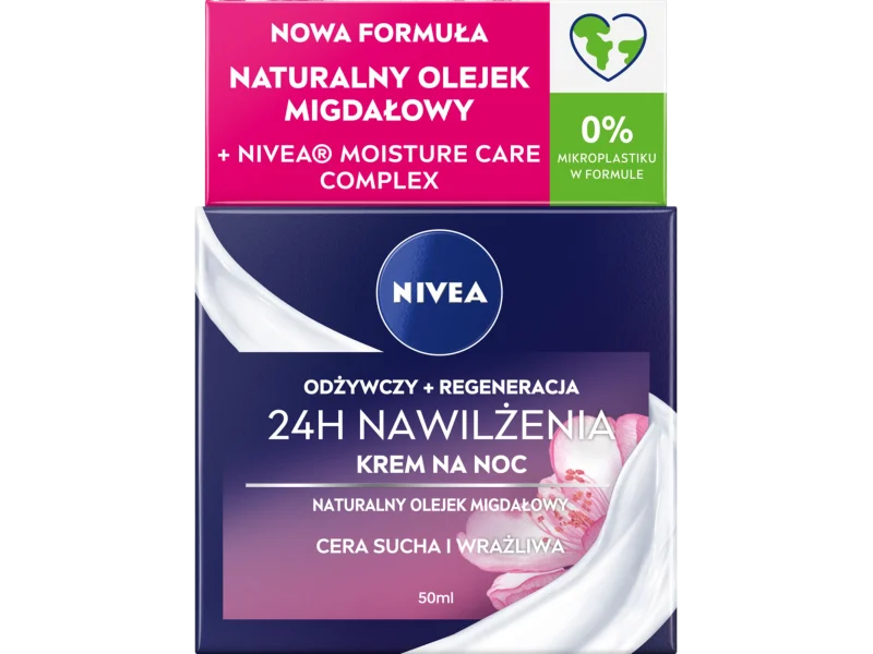 Nivea odżywczy krem na noc naturalny olejek migdałowy cera sucha i wrażliwa, 50 ml