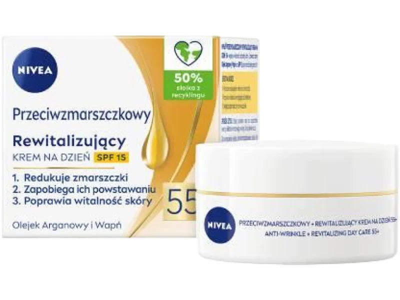 NIVEA Przeciwzmarszczkowy 55+ Rewitalizujący krem na dzień SPF15, 50 ml