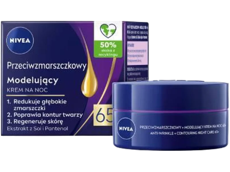NIVEA Przeciwzmarszczkowy 65+ Modelujący krem do twarzy na noc, 50 ml