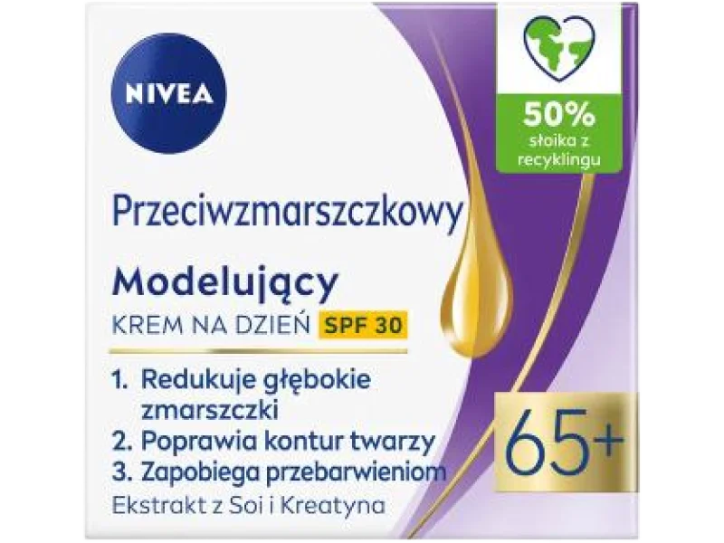 NIVEA Przeciwzmarszczkowy + Modelujący krem na dzień 65+ SPF 30, 50 ml