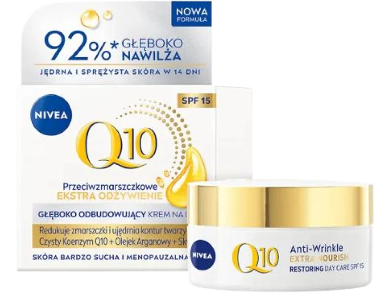 NIVEA Q10 Krem przeciwzmarszczkowy do cery dojrzałej i wymagającej SPF15, 50 ml