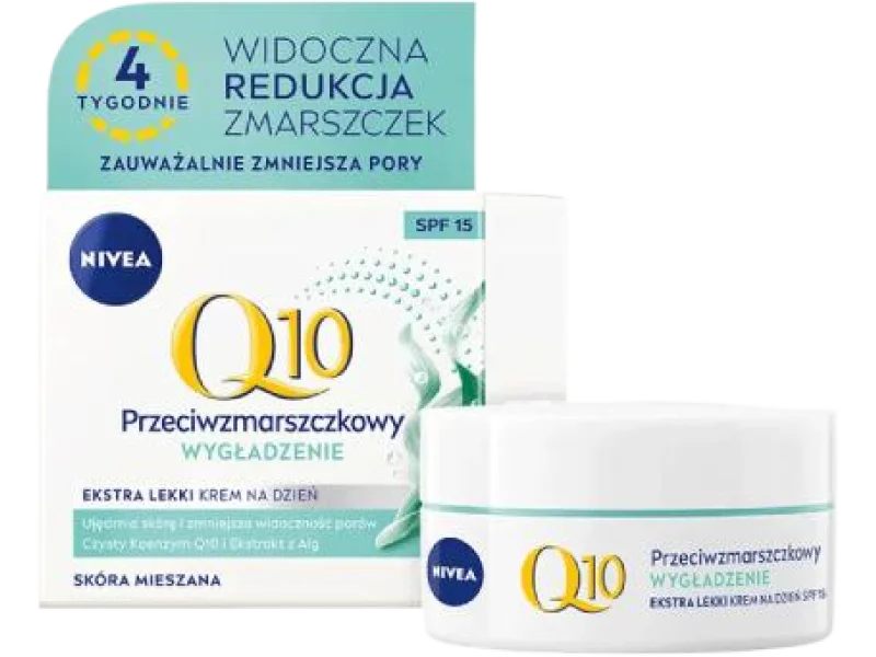 NIVEA Q10 Pore Minimizing Extra Light Przeciwzmarszczkowe wygładzenie ekstra lekki SPF15, krem, 50 ml
