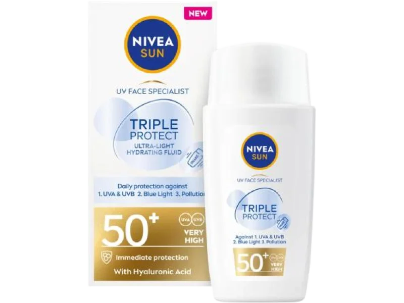 NIVEA SUN UV Triple Protect Sun Cream Fluid SPF50+ nawilżający, 40 ml