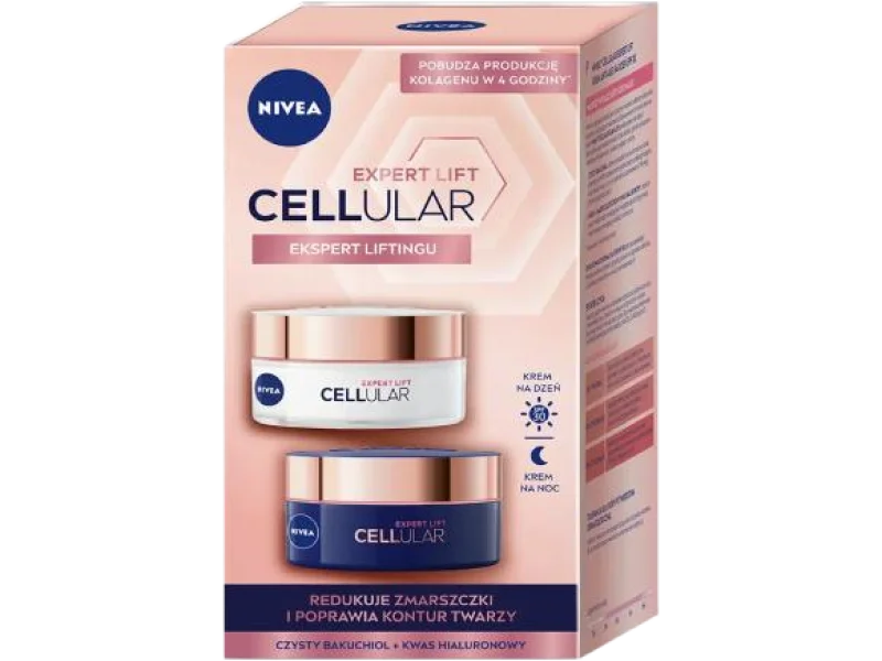 NIVEA Zestaw Cellular Expert Lift krem przeciwstarzeniowy na dzień + krem przeciwstarzeniowy na noc, 50 ml