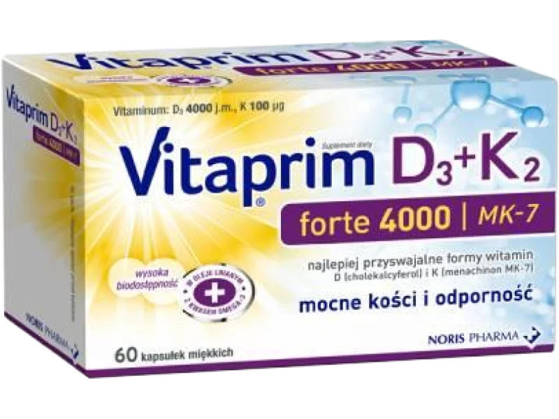 NORIS PHARMA Vitaprim D3 Forte 4000 + K2, kapsułki miękkie, 60 kaps.