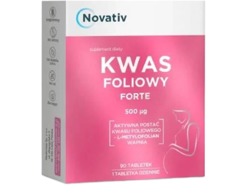 Novativ Kwas foliowy forte, tabletki, 450 µg, 90 tabl.