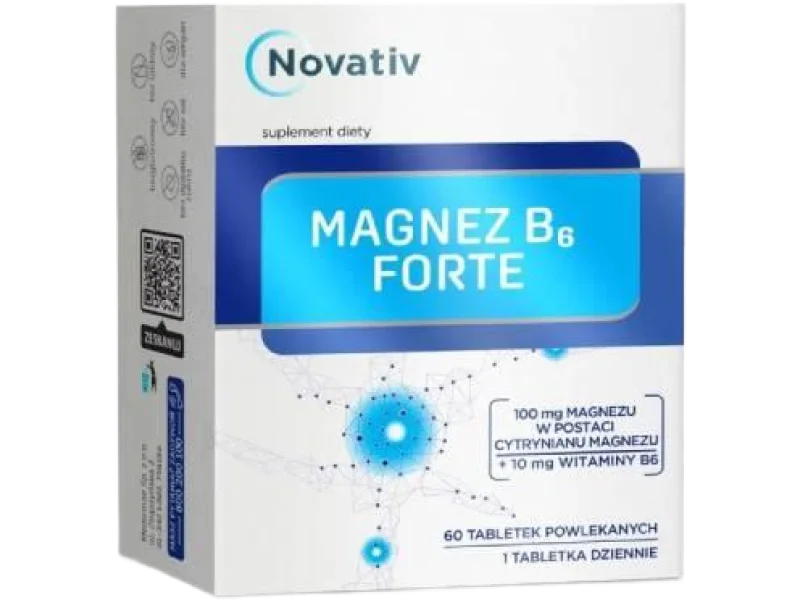 Novativ Magnez B6 Forte, tabletki powlekane, 60 tabl.