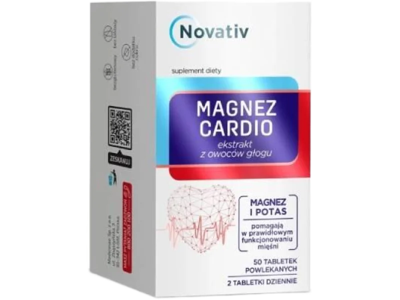 Novativ Magnez Cardio, tabletki powlekane, 50 tabl.