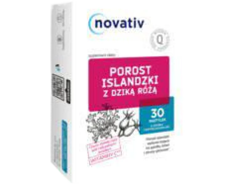 Novativ Porost Islandzki z dziką różą, pastylki do ssania, 30 szt.