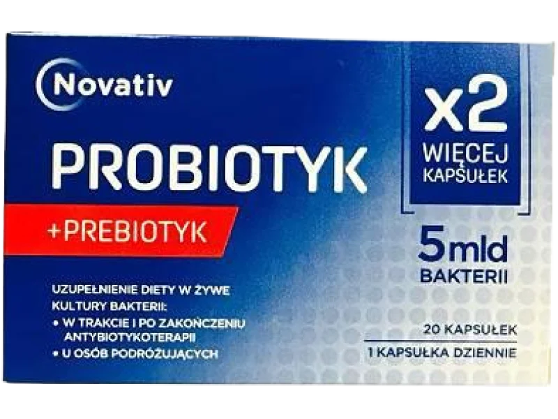 Novativ Probiotyk + Prebiotyk 5mld bakterii, kapsułki, 20 kaps.