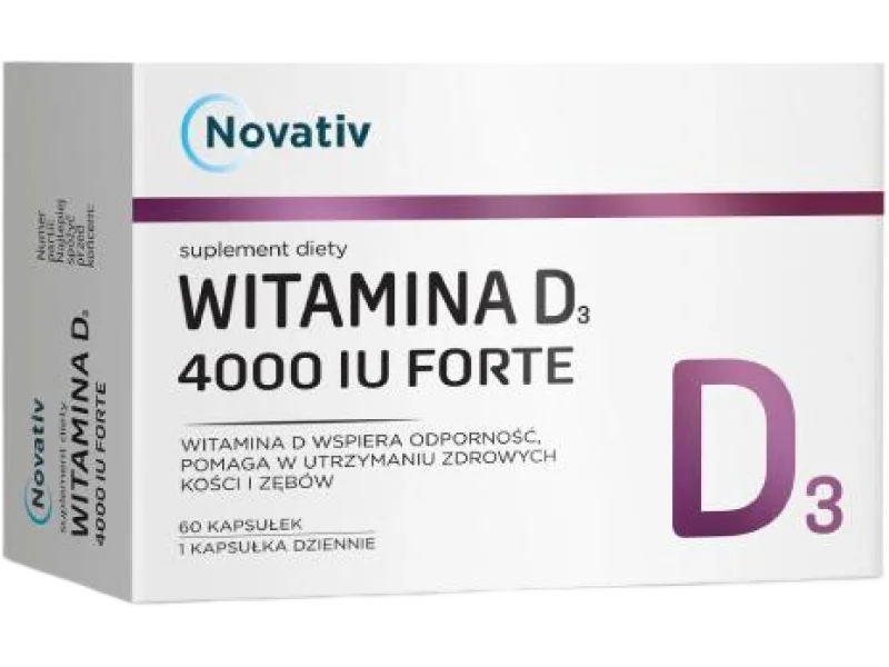 Novativ Witamina D3 4000 IU Forte, kapsułki miękkie, 4000 IU, 60 kaps.