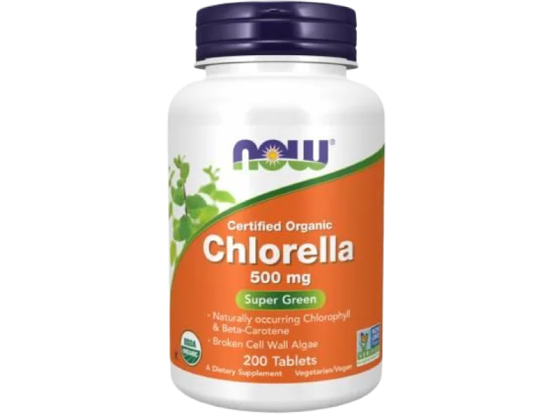 NOW Chlorella 500mg, tabletki, 500 mg, 200 tabl.