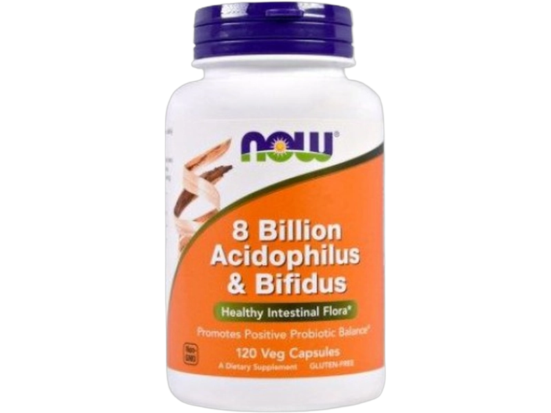 Now Foods 8 Bilion Acidophilus and Bifidus, kapsułki, 120 kaps.