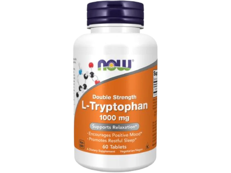 NOW FOODS Double Strength L-Tryptofan 1000mg, tabletki, 1000 mg, 60 tabl.