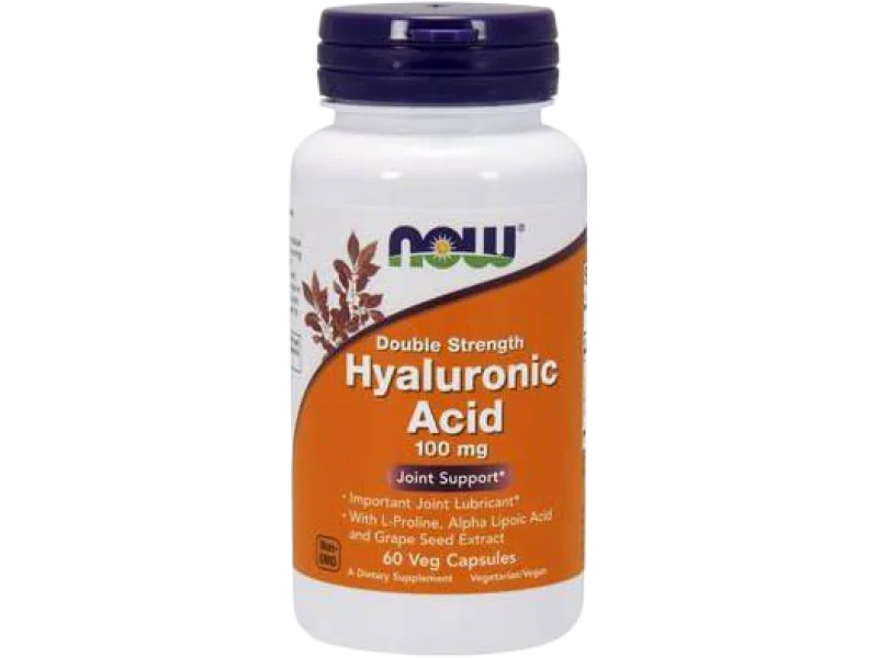 Now Foods Kwas hialuronowy + L-prolina, kapsułki, 100 mg, 60 kaps.