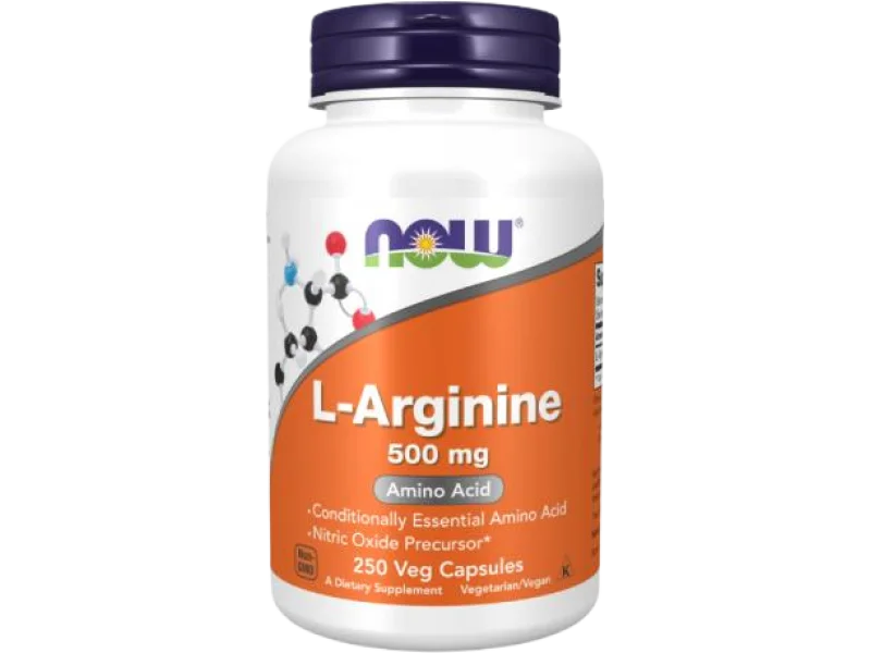 Now Foods L-Arginine 500 mg L-Arginina, kapsułki, 500 mg, 250 kaps.