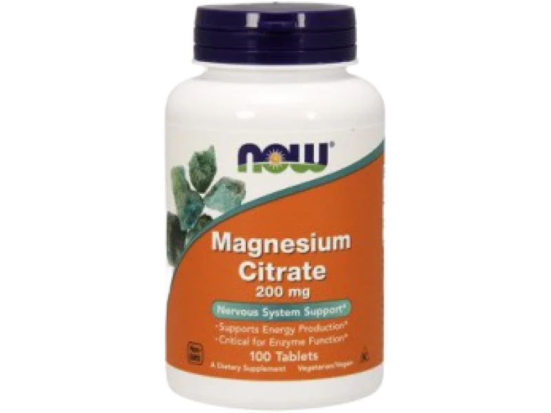NOW Foods Magnesium Citrate, tabletki, 200 mg, 100 tabl.