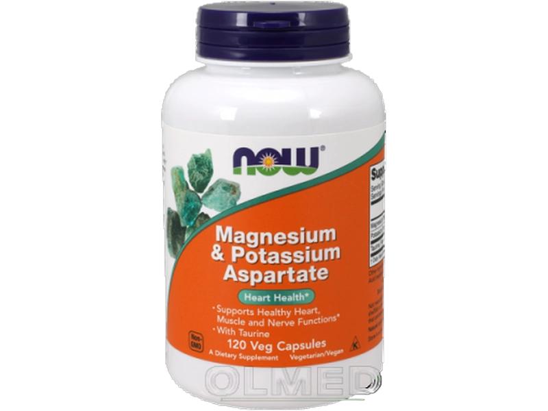 Now Foods Magnesium potassium aspartate z tauryną, kapsułki, 120 kaps.
