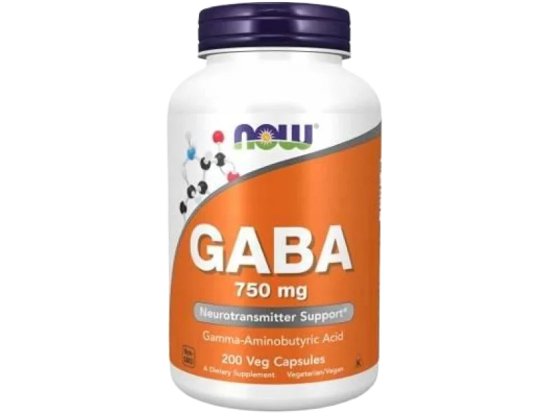 NOW GABA 750mg, kapsułki, 750 mg, 200 kaps.