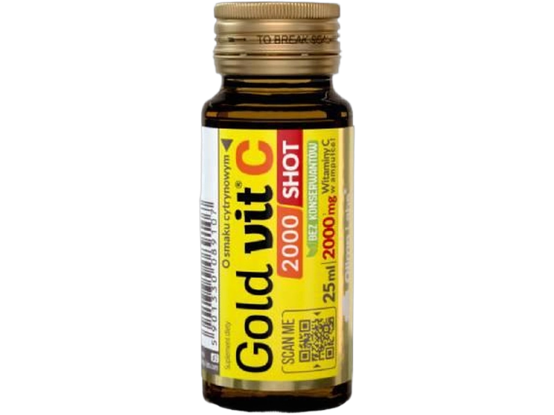 Olimp Gold-Vit C 2000 Shot, cytryna, płyn, 25 ml