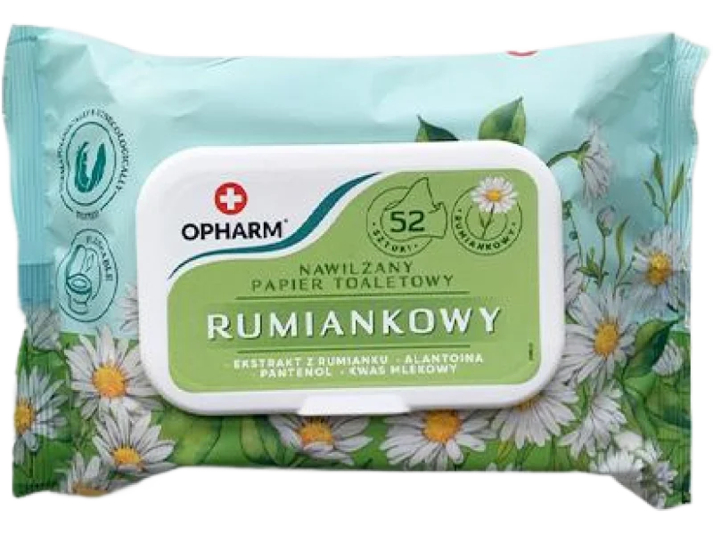 Opharm Nawilżany papier toaletowy rumiankowy, chusteczki, 52 szt.