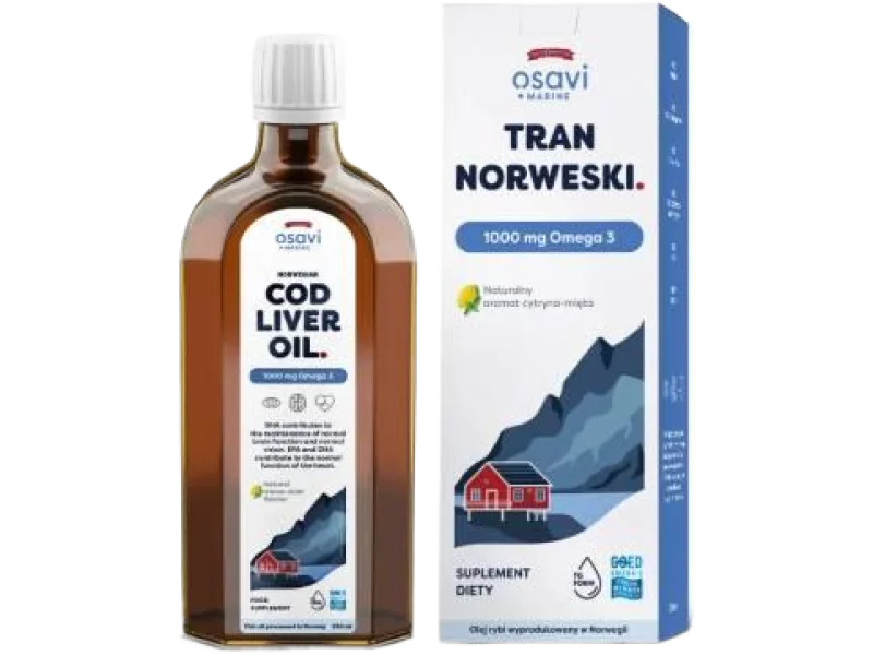 Osavi Tran Norweski 1000 mg Omega 3 aromat cytryna-mięta, płyn, 1000 mg, 500 ml