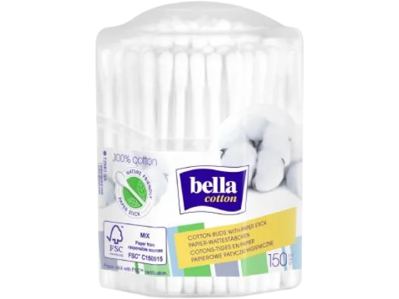 Patyczki higieniczne BELLA Cotton pudełko ośmiokątne, 150 szt.