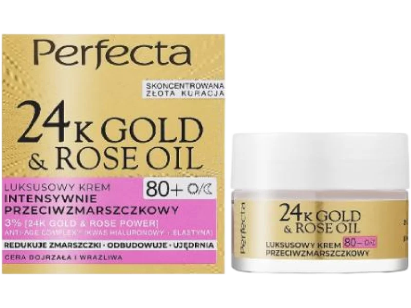 PERFECTA 24K Gold & Rose Oil Krem 80+, 50 ml