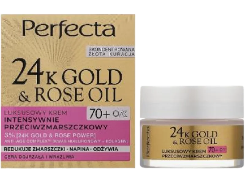 PERFECTA 24K Gold & Rose Oil luksusowy krem przeciwzmarszczkowy 70+, 50 ml