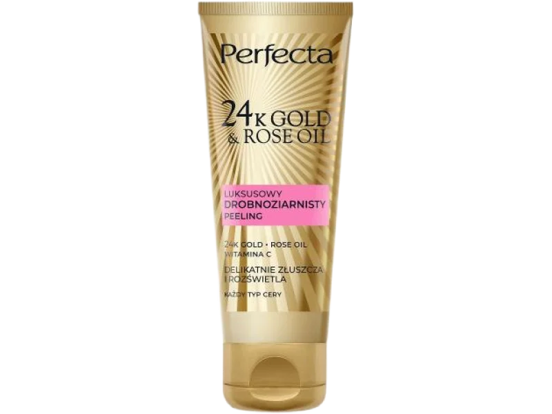 PERFECTA 24K Gold & Rose Oil Luksusowy peeling drobnoziarnisty do twarzy, 75 g