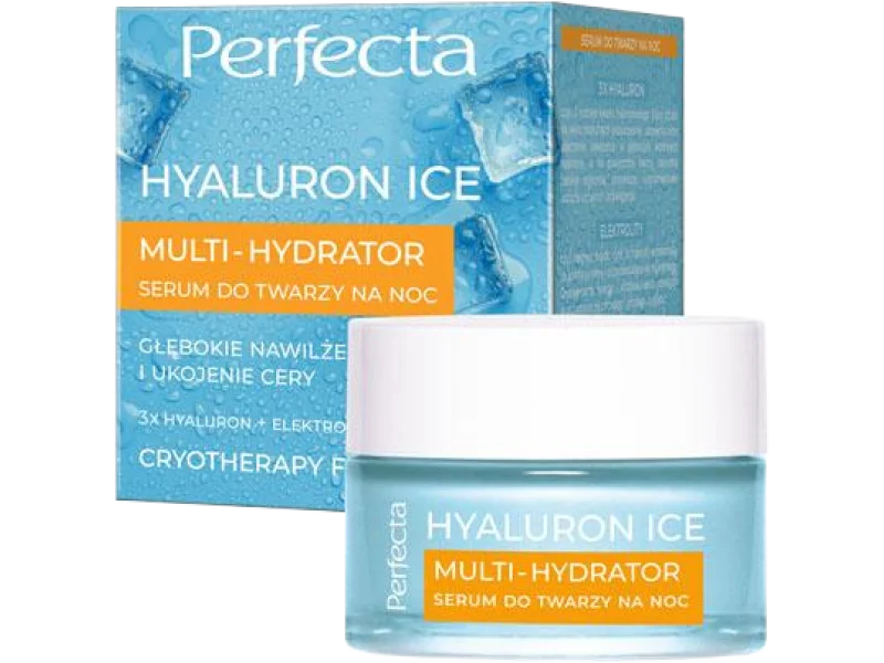 PERFECTA Hyaluron Ice krem-serum do twarzy na noc 3x Hyaluron + Elektrolity, 50 ml