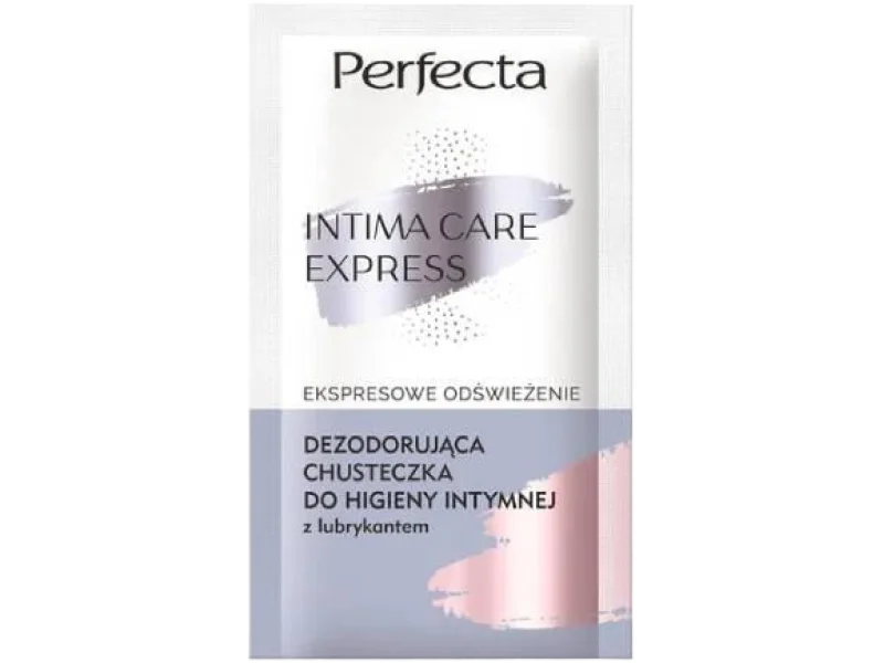 Perfecta Intima Care Express kojąca dezodorująca chusteczka do higieny intymnej z lubrykantem, chusteczki, 1 szt.