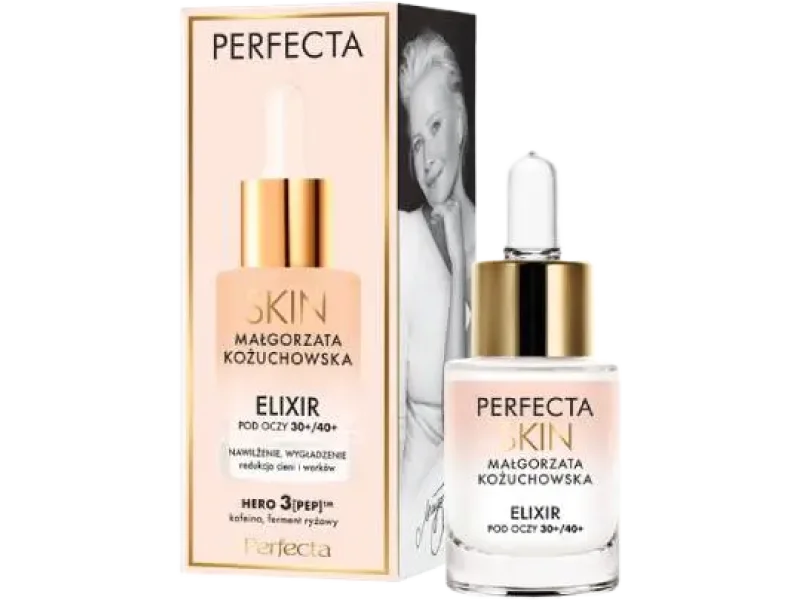 Perfecta Skin Małgorzata Kożuchowska elixir nawilżająco-wygładzający pod oczy i na powieki 30+/40+, serum, 15 ml