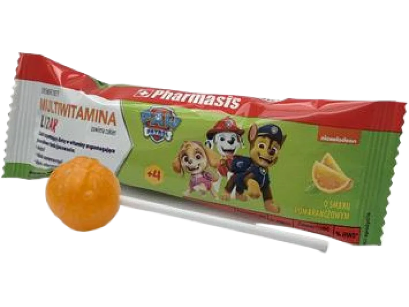 Pharmasis multiwitamina Psi Patrol, smak pomarańczowy, lizak, 1 szt.