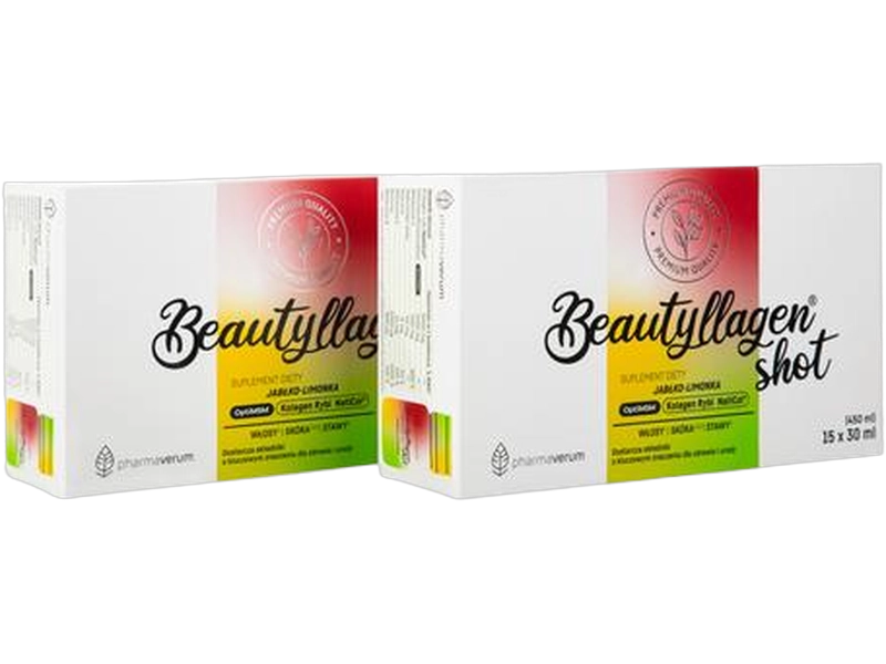 Pharmaverum Beautyllagen shot, jabłko-limonka, płyn, 30 butl.