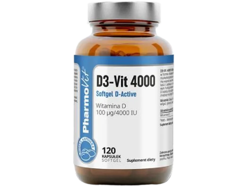 PHARMOVIT D3-Vit 4000 Softgel D-Active, kapsułki miękkie, 100 µg, 120 kaps.
