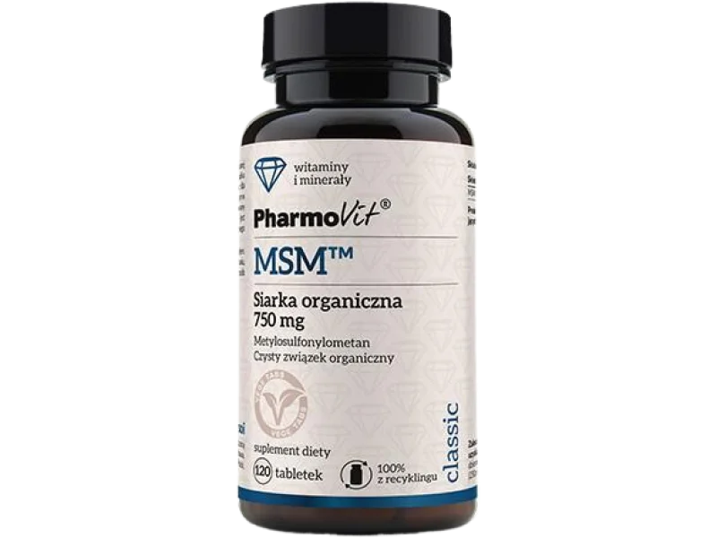 Pharmovit MSM Siarka organiczna, tabletki, 750 mg, 120 tabl.