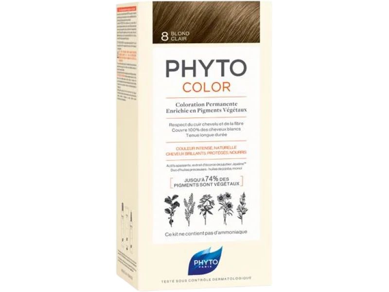 PHYTO COLOR Farba do włosów, 8 jasny blond, 50 ml
