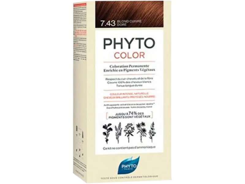 PHYTOCOLOR 7.43 miedziany złoty blond, farba, 50 ml