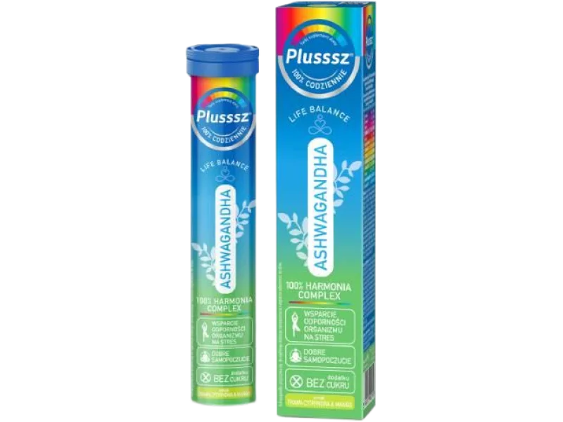 Plusssz Ashwagandha 100% Harmonia Complex, tabletki musujące, 24 tabl.