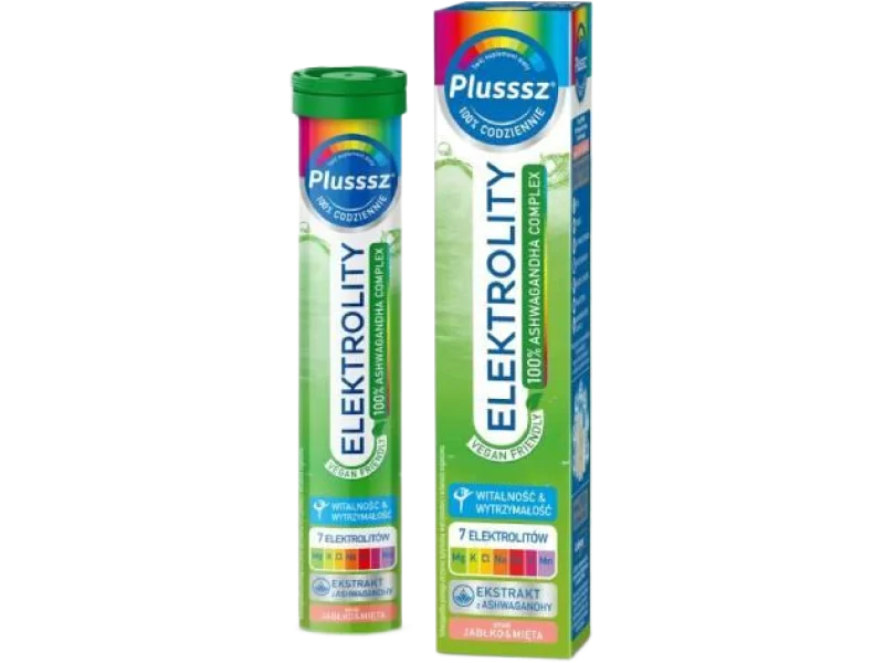 PLUSSSZ Elektrolity z ashwagandhą, tabletki musujące, 24 tabl.