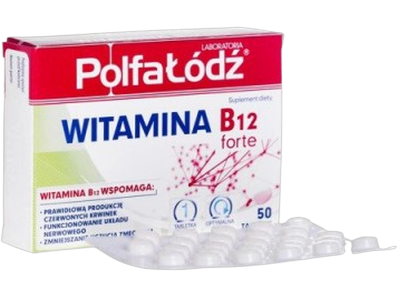 Polfa Łódź Witamina B12 forte, tabletki, 10 µg, 50 tabl.