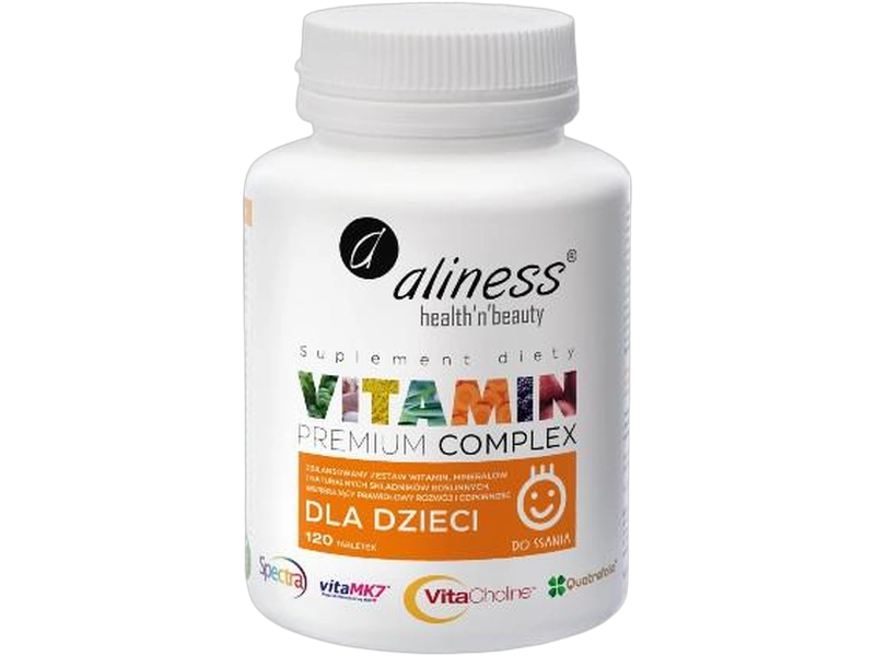 Aliness Premium Vitamin Complex dla dzieci, tabletki do ssania, 120 tabl.