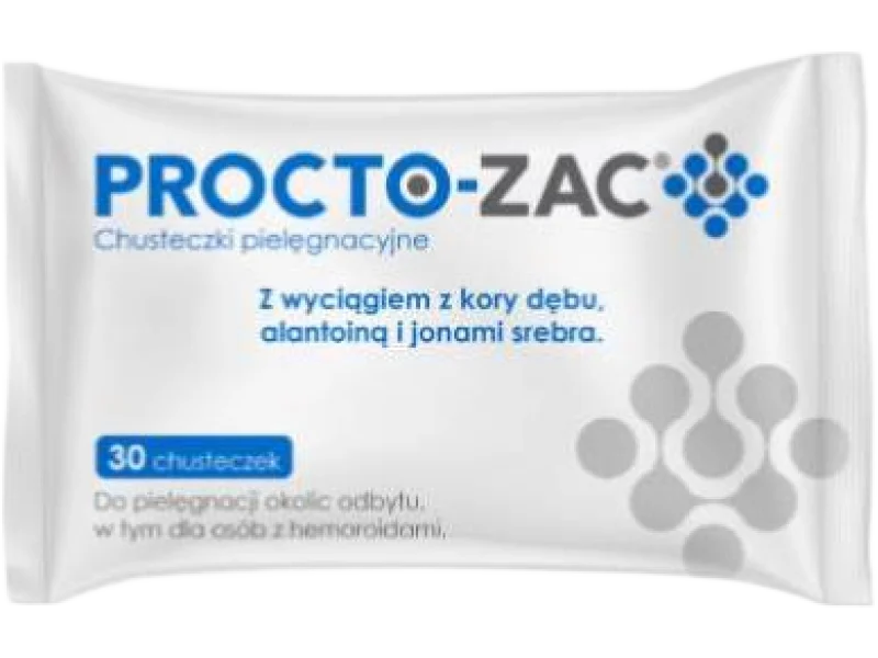 PROCTO-ZAC Nawilżane chusteczki pielęgnacyjne, 30 szt.