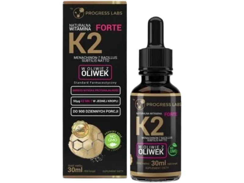 PROGRESS LABS Naturalna Witamina K2 MK-7 Forte, krople, 50 µg, 30 ml