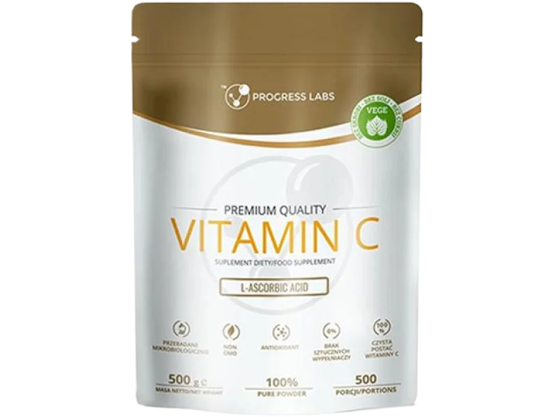 Progress Labs vitamin C L-ascorbic acid, proszek, 1000 mg, 500 g