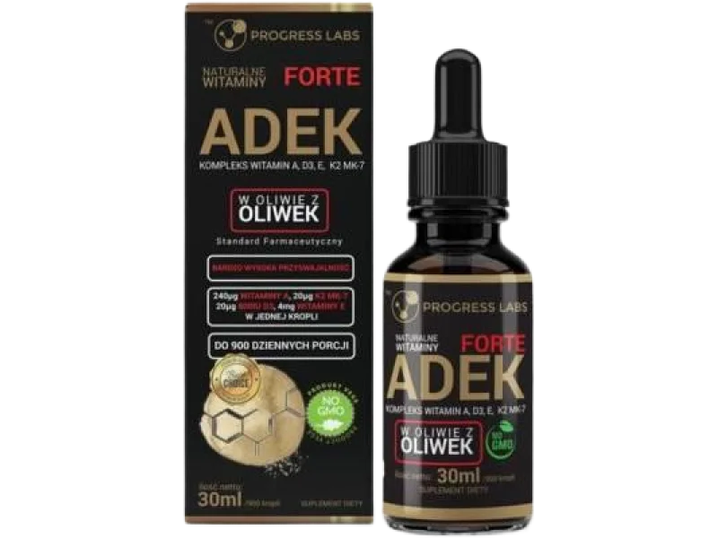 Progress Labs Witamina ADEK Complex A D3 E K2 MK-7, krople, 30 ml