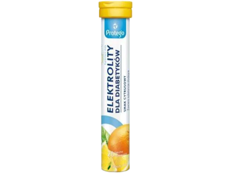 Protego Elektrolity dla Diabetyków o smaku cytrusowym, tabletki musujące, 20 tabl.
