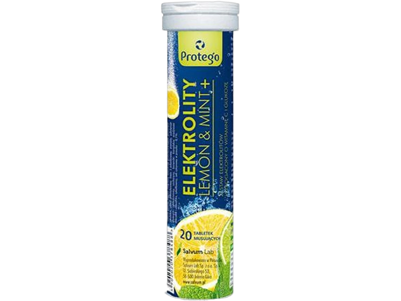 Protego Elektrolity Lemon & Mint+, tabletki musujące, 20 tabl.
