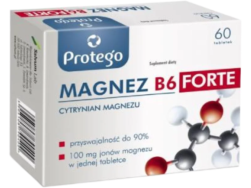 Protego Magnez B6 Forte, tabletki, 100 mg + 2 mg, 60 tabl.